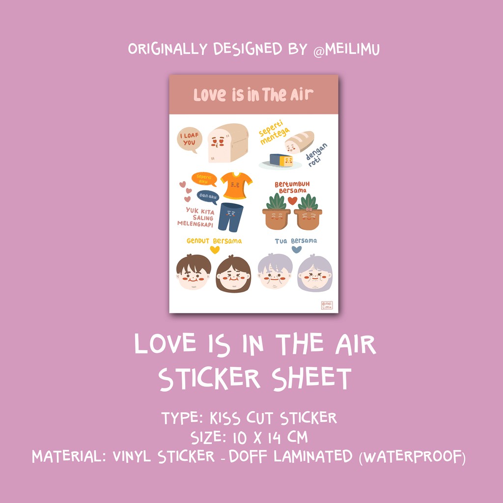 

Sticker Sheet "Love is In The Air" | Stiker Tempel Cute, Lucu, Imut | Bullet Journal | Journaling