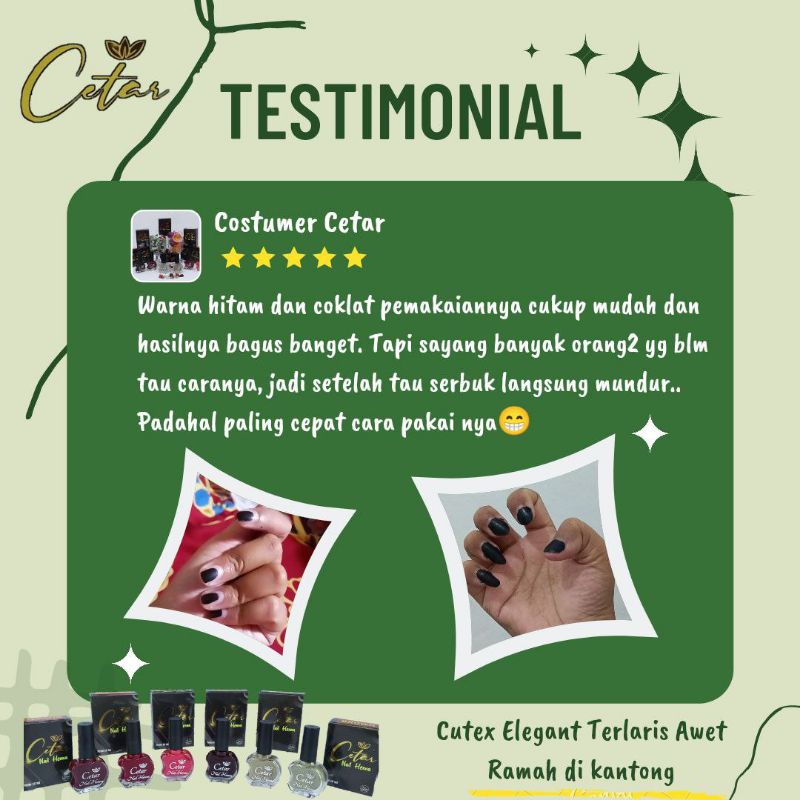 CETAR NAIL HENNA 10ML / KUTEK CETAR / HENA KUKU / KUTEK MUSLIMAH / TUFFAH / NAURAA