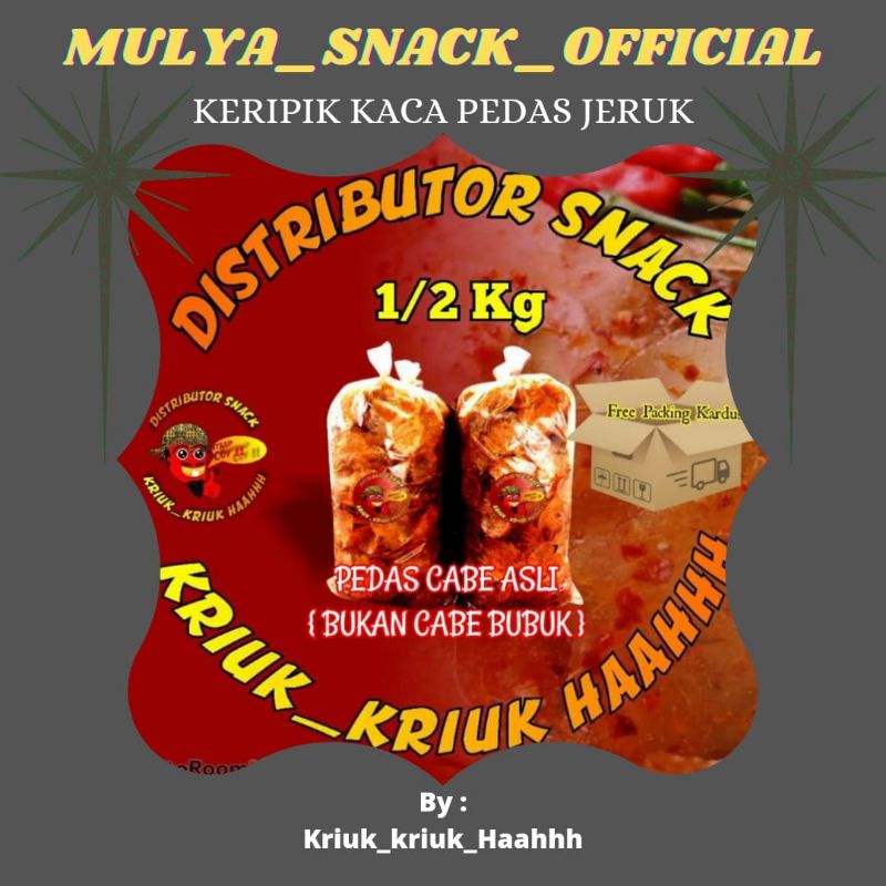 

PROMO || KERIPIK KACA pedas daun jeruk ½Kg / Kripca pedas / kripik kaca pedas 500gr