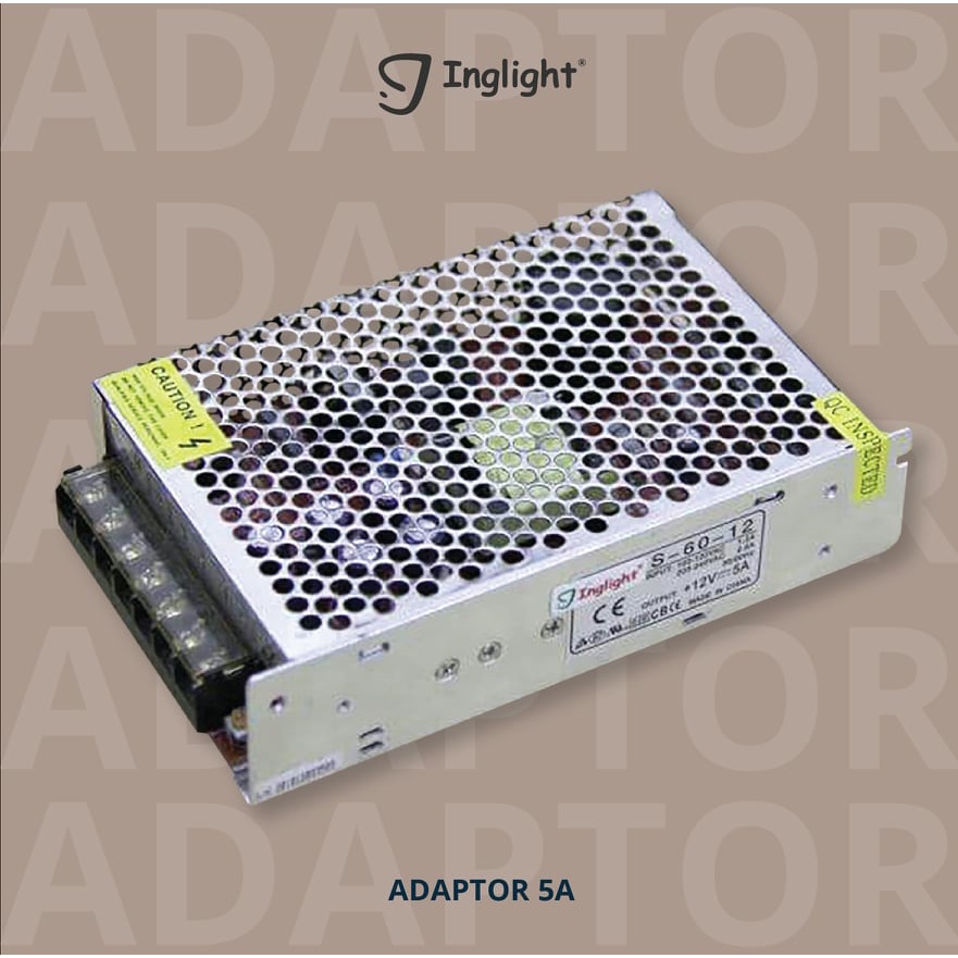 Trafo / ADAPTOR /Power Supply 5 A 12V Untuk Lampu Strip  & Rolled LED