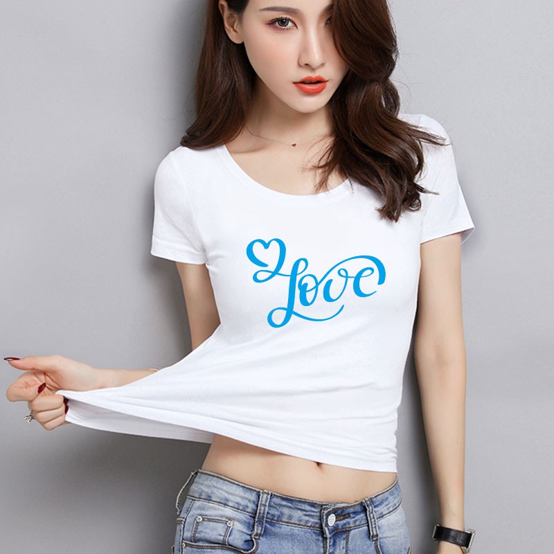 YOURSTYLE1119 - KAOS WANITA ONECK love blue sign/ KAOS TERLARIS / KAOS ONECK