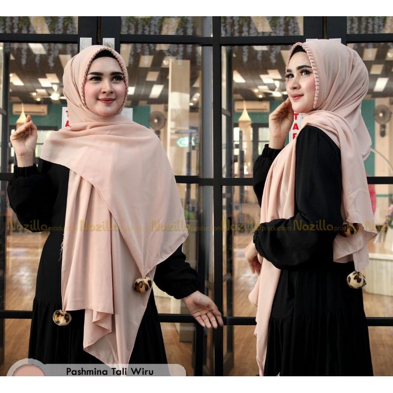 ZARELLFASHION - PASMINA TALI KCB POM POM LEOPARD / PHASMINA INSTAN KRIWIL / PASMINA WIRU-4