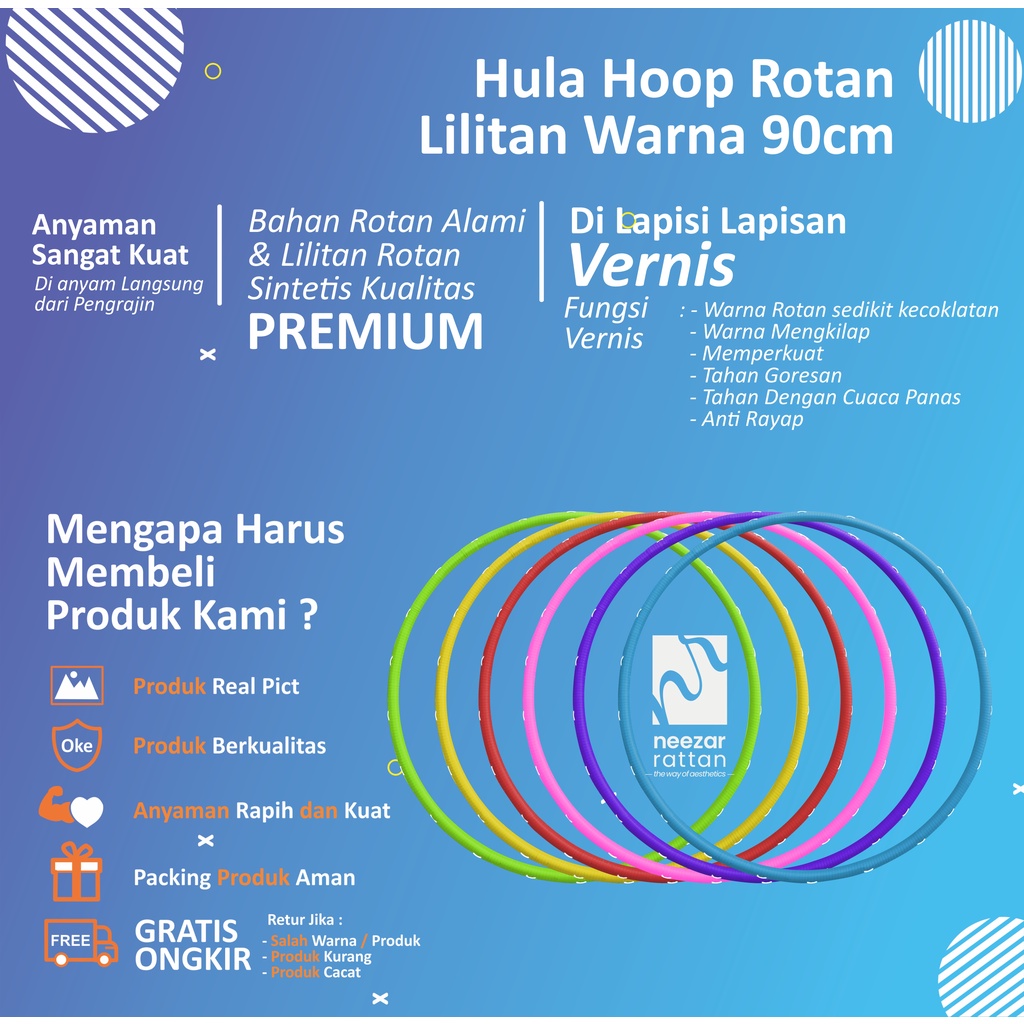 Hulahop / Hula Hoop Rotan Warna