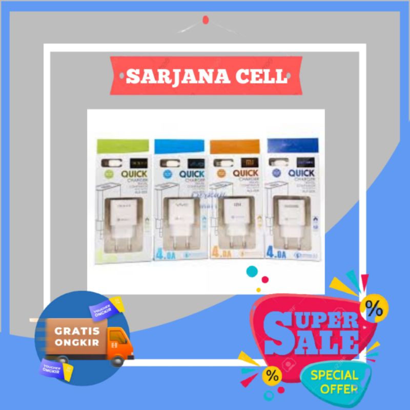 TC QUICK CHARGER 4.0A MICRO USB V8 TRAVEL CHARGING ADAPTOR VIVO XIAOMI MI OPPO SAMSUNG MODEL ALS-005