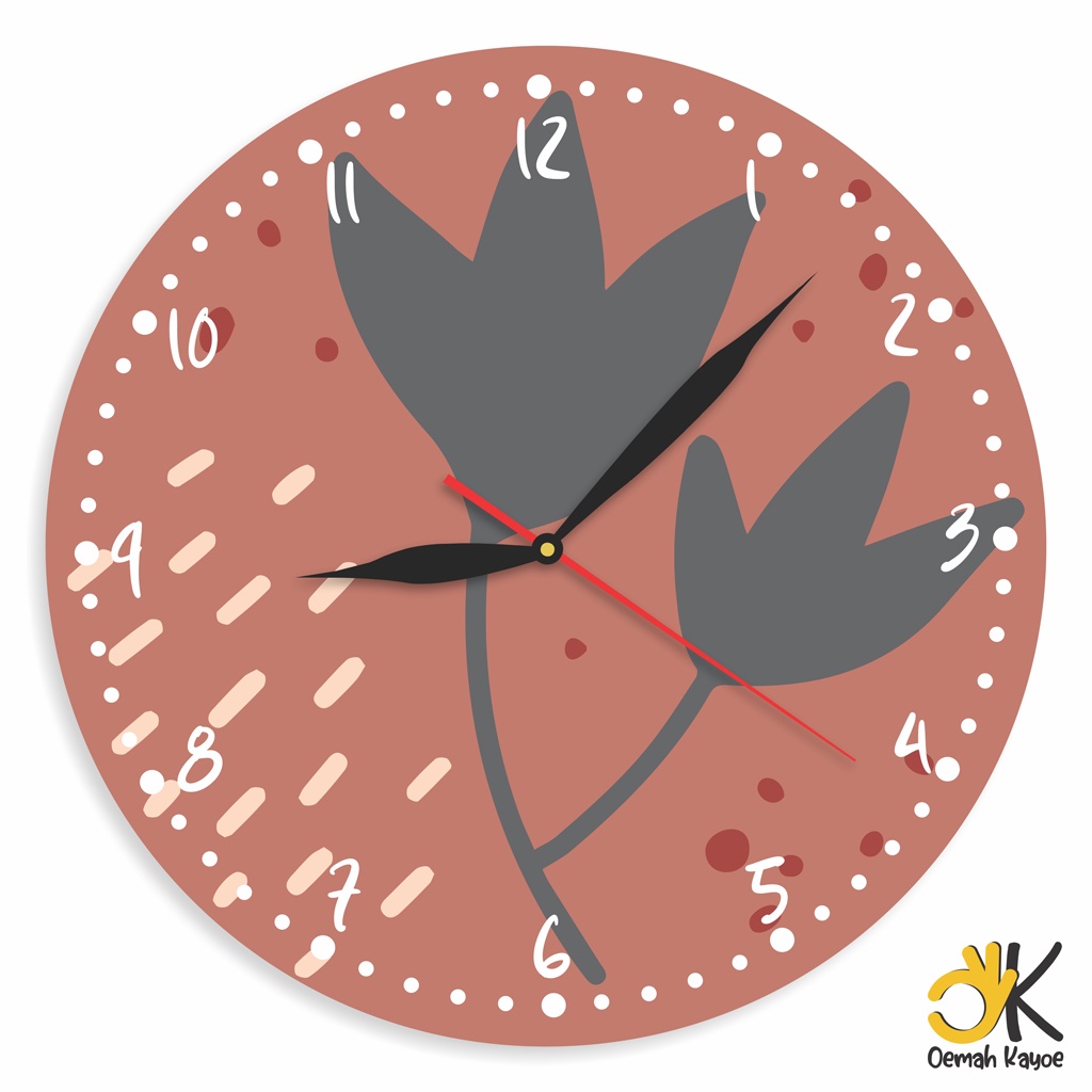 JAM DINDING UNIK AESTHETIC SHABBY CHIC WALL CLOCK RUMAH KAYU BOHO ESTETIK RETRO-BLUSH FLOWER