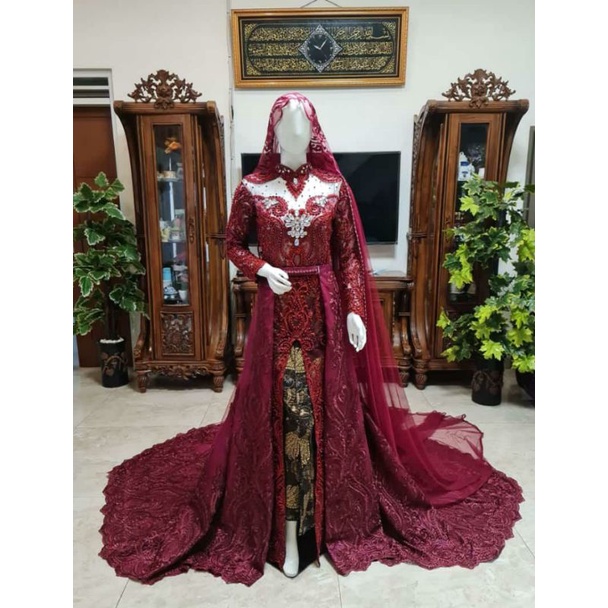 KEBAYA BELAH FULL PAYET MEWAH BEREKOR//GAUN WEDDING MEWAH MODERN