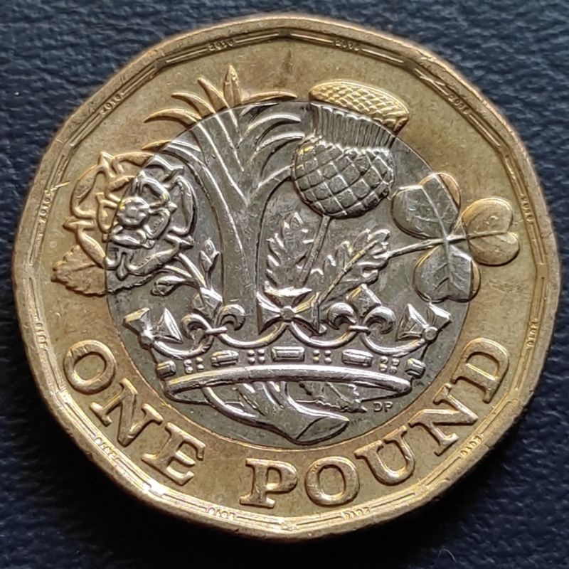 Uang Koin Kuno Luar Bimetal 1 Pound Inggris Tahun Campur