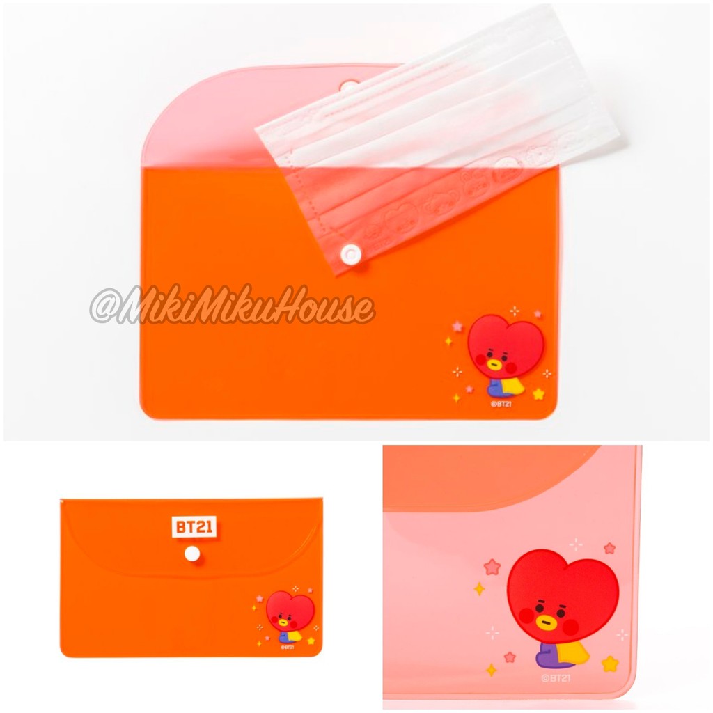 BT21 BABY PVC MASK CASE OFFICIAL MASKER TEMPAT POUCH CHAIN KALUNG STRAP BTS PLASTIK PLASTIC JAPAN
