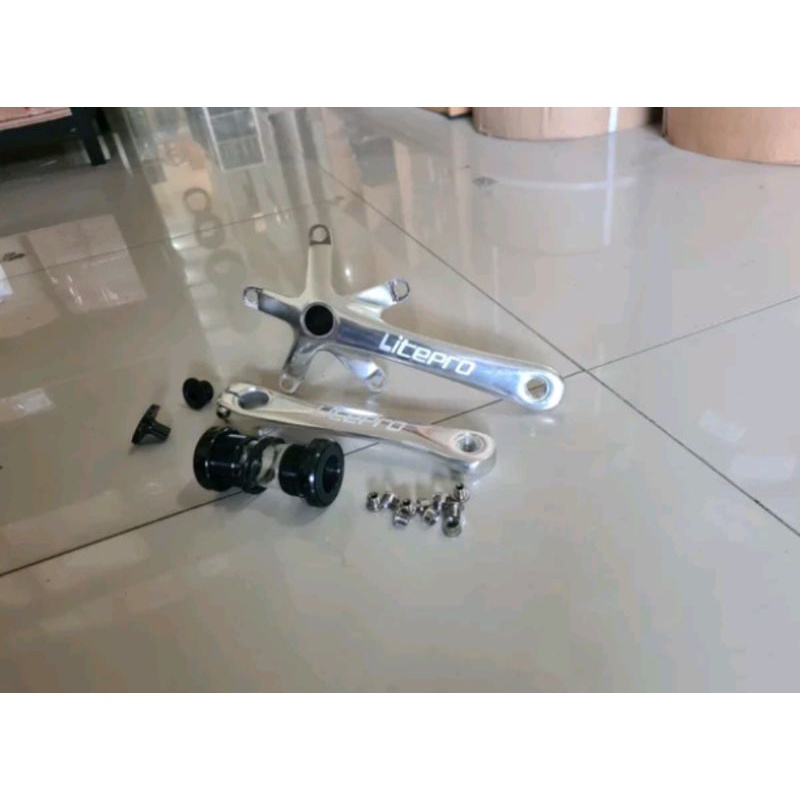 Crank Arm Litepro HT2 Warna Silver . Arm 170 MM Sepeda Hollowtech II Croom Sepeda Lipat Seli Roadbike folding bike