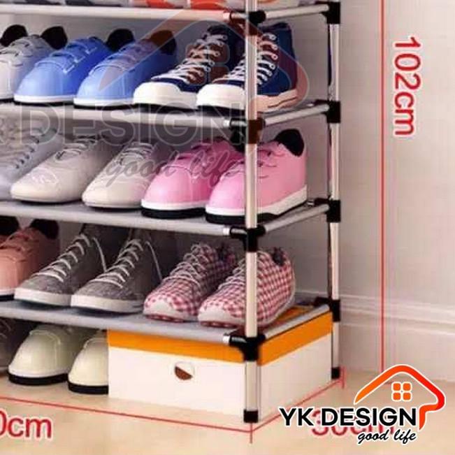 YK DESIGN YK-216 Rak Sepatu Portable 5 Tingkat Tempat Sepatu Sandal 5 Susun Rangka Besi & Plastik