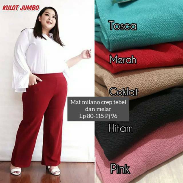 COD✅ PROMO! CELANA JUMBO KULOT ~ ALL SIZE 4XL 70-90kg READY | Crepe Waffle TEBAL &amp; MELAR celana longgar panjang wanita/jumbo/original