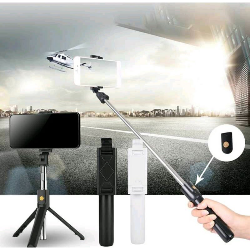 K07 TRIPOD 2 IN 1 MINI DEKSTOP TONGSIS TRIPOD SELFIE STICK BLUETOOTH