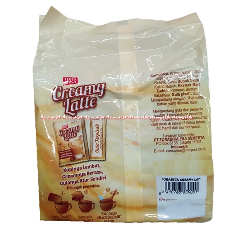 Kopi Tora Bika Creamy latte 5sachet Tanpa ampas Kopi dengan Gula bisa diatur Torabika Krimi Late 5 Sachet