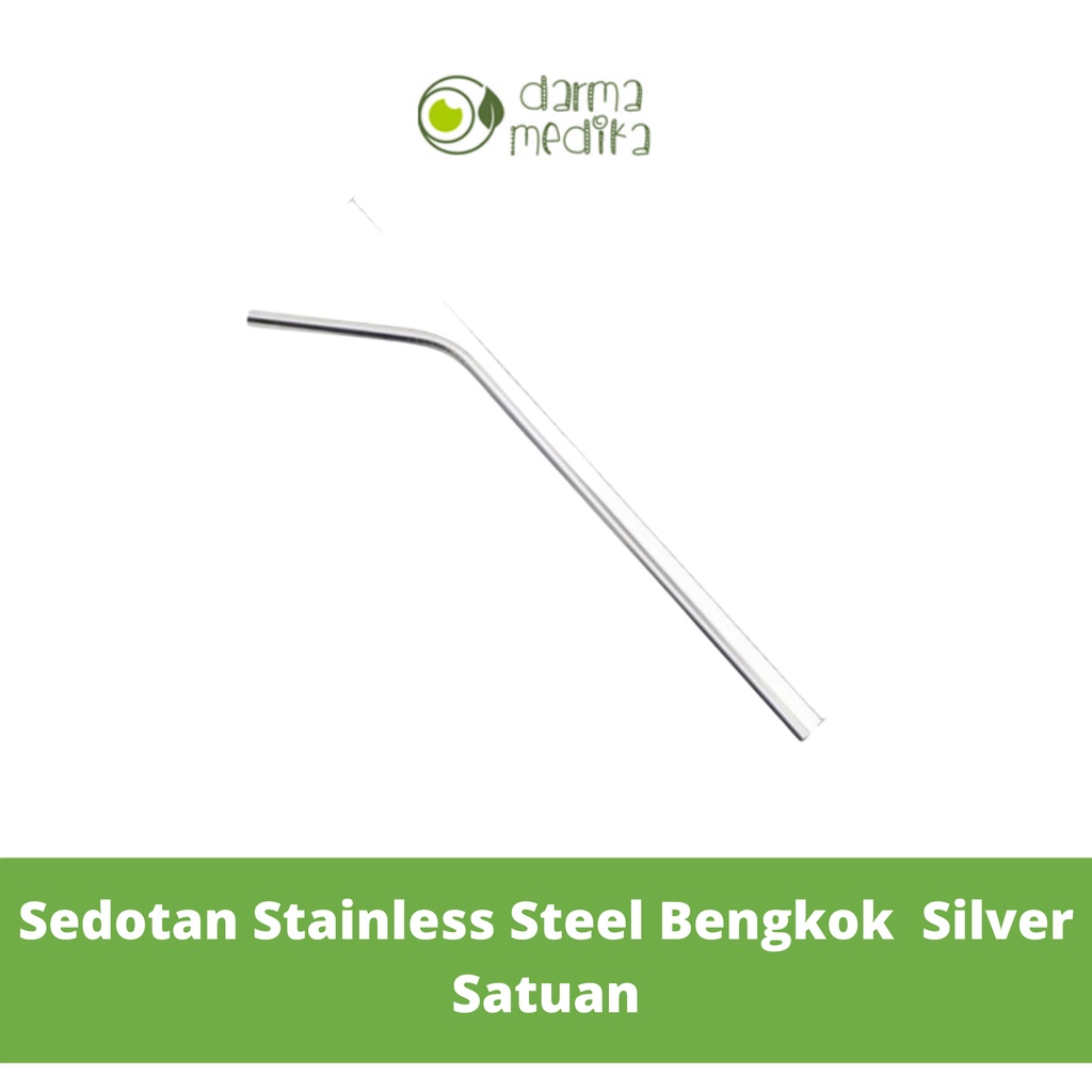 Sedotan Stainless Bengkok Silver per piece