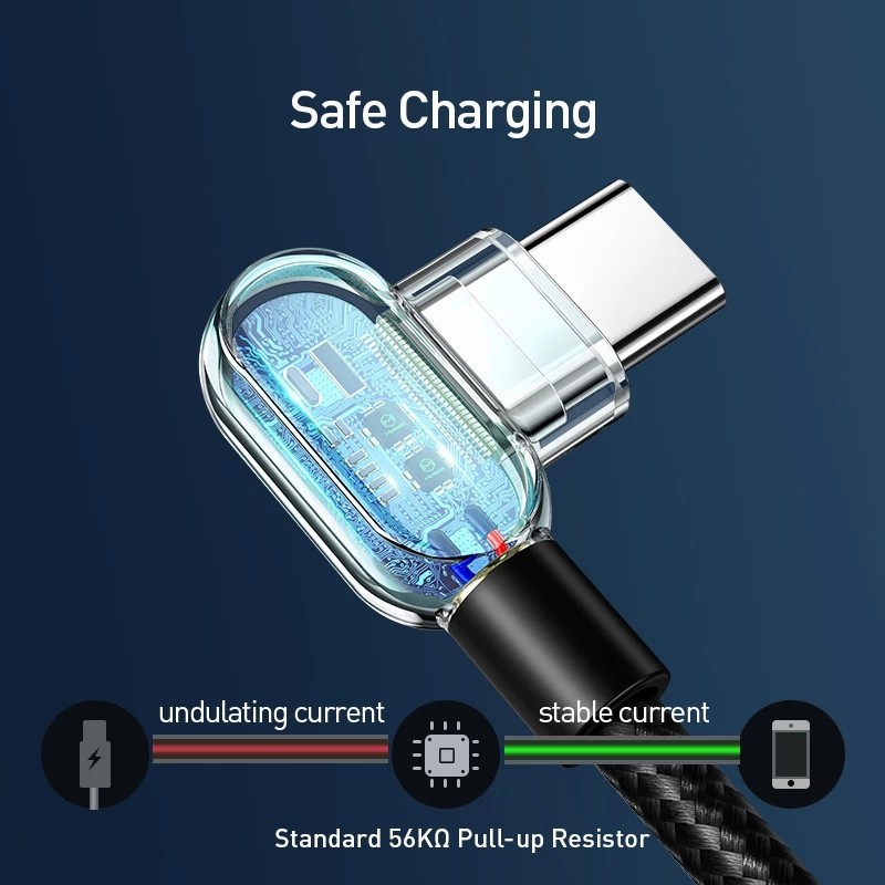 MCDODO Kabel Type C Gaming Cable Led 90° Fast Charger 2A