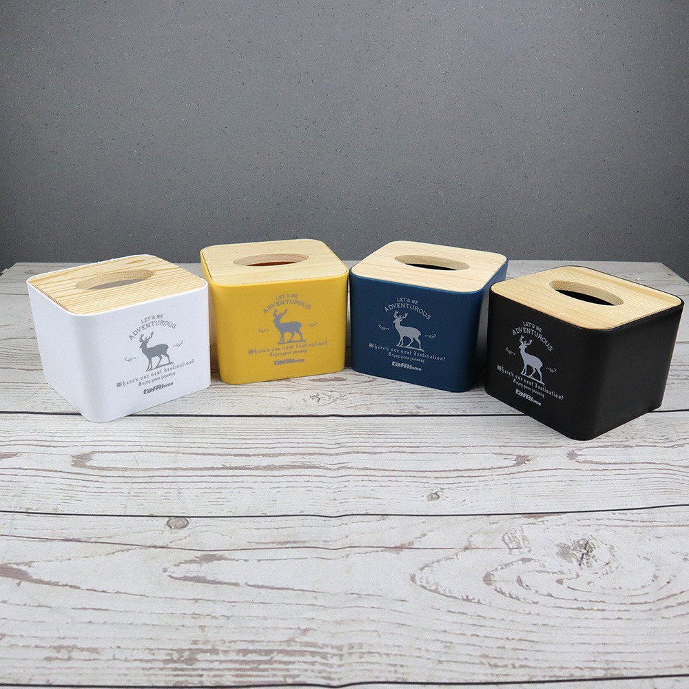 Kotak Tisu Persegi Mini Tissue Modern Kayu Solid / Kulit Wooden Tissue Box White / Blue, Mobil Premium Kotak Kecil Biru Kuning Putih Hitam