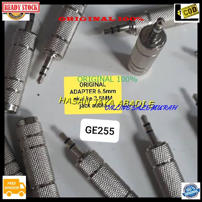 G255 ori 100% jack 3,5mm cowo jek akai akay 6,5 mm cewe mic adapter mik konektor microphone sambungan splitter audio sound extension penyambung suara headset headphone converter female male canon aux dvd ampli stereo original male female multi universal