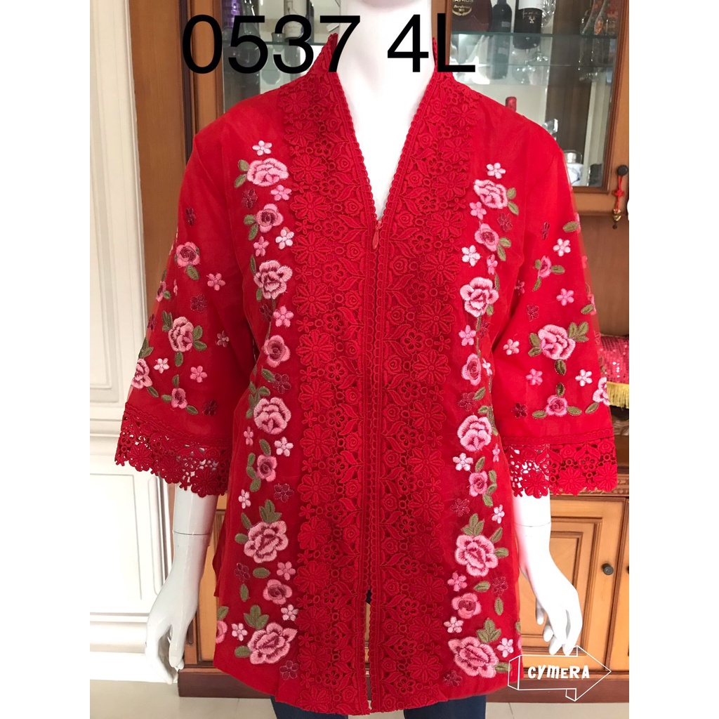 Kebaya alexuez merah jumbo 0537 bordir organdi