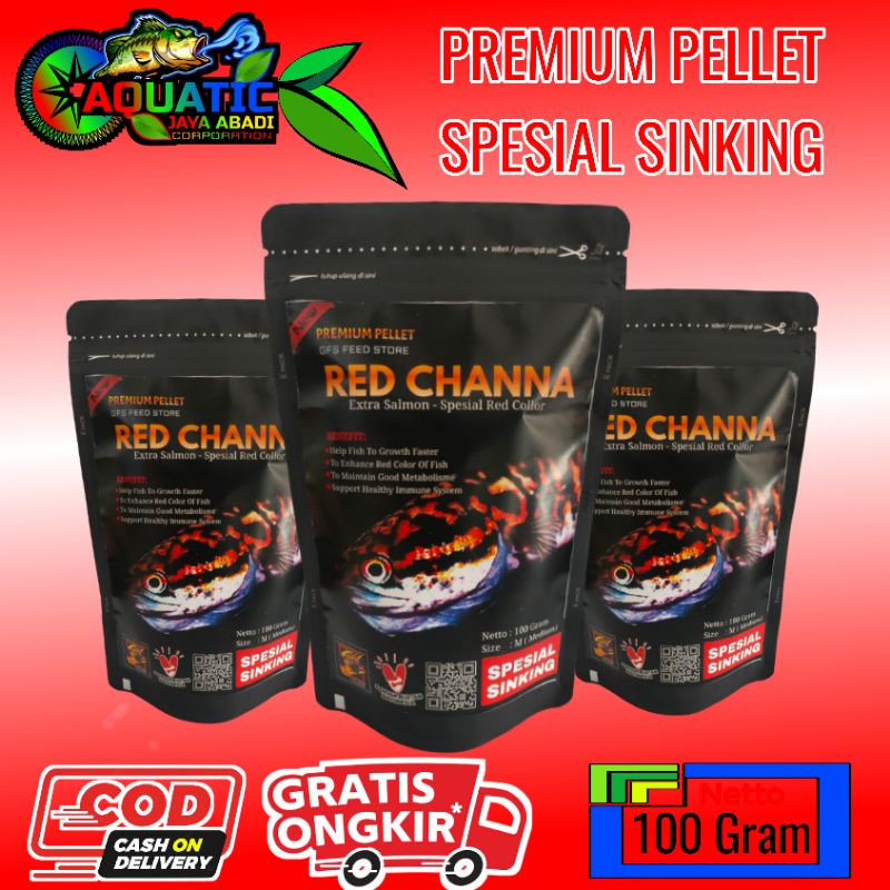 Pelet Premium Sinking Red Channa 100 Gram