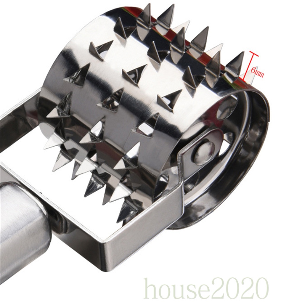 [HOUSE2020]Meat Tenderizer Roller Stainless Steel Rolling Hammer Needle Seasoning Stick for Steak Chicken Pork Beef