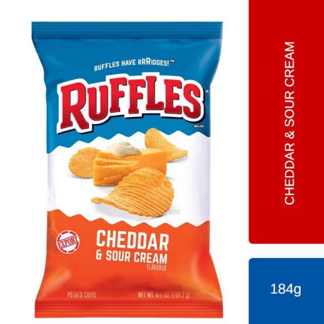 

ruffles cheddar sour cream - snack import made in usa 184 gr
