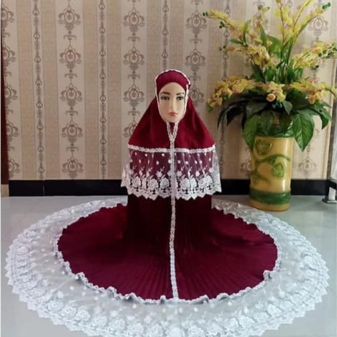 Mukena dewasa sutra velvet plisket