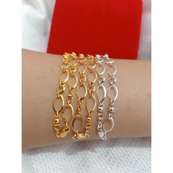 GELANG RANTAI DEWASA PERAK 925 IMPORT LAPIS MAS ASLI