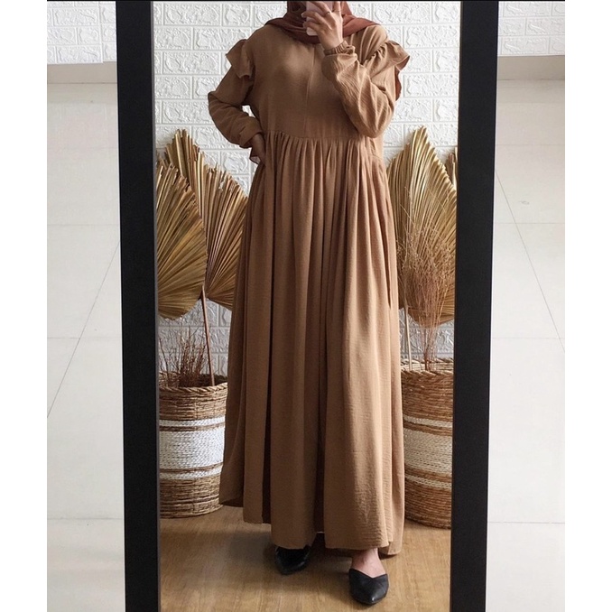 (MGA) GAMIS GENKA OVERSIZE MIDI DRESS REMAJA WANITA CRINCLE AIRFLOW