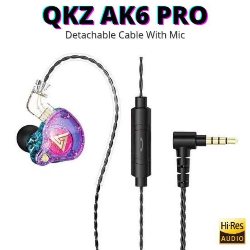 QKZ AK6 PRO Edition in Ear Earphone Headset Gaming Sport Detachable Cable With Mic