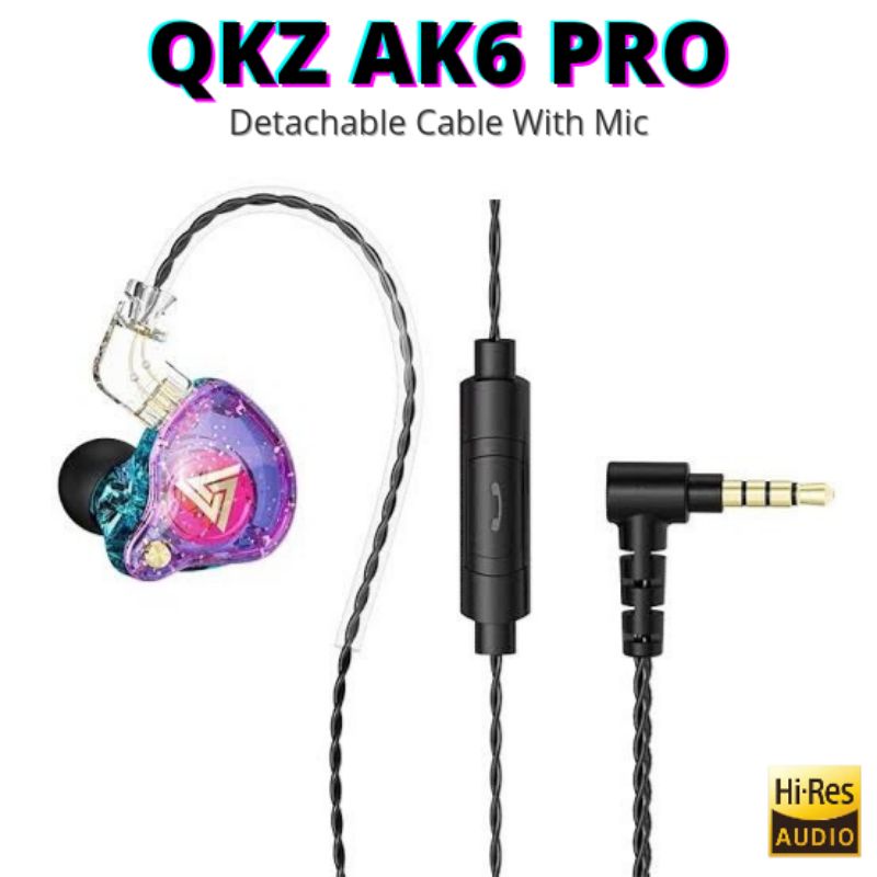 QKZ AK6 PRO Edition in Ear Earphone Headset Gaming Sport Detachable Cable With Mic