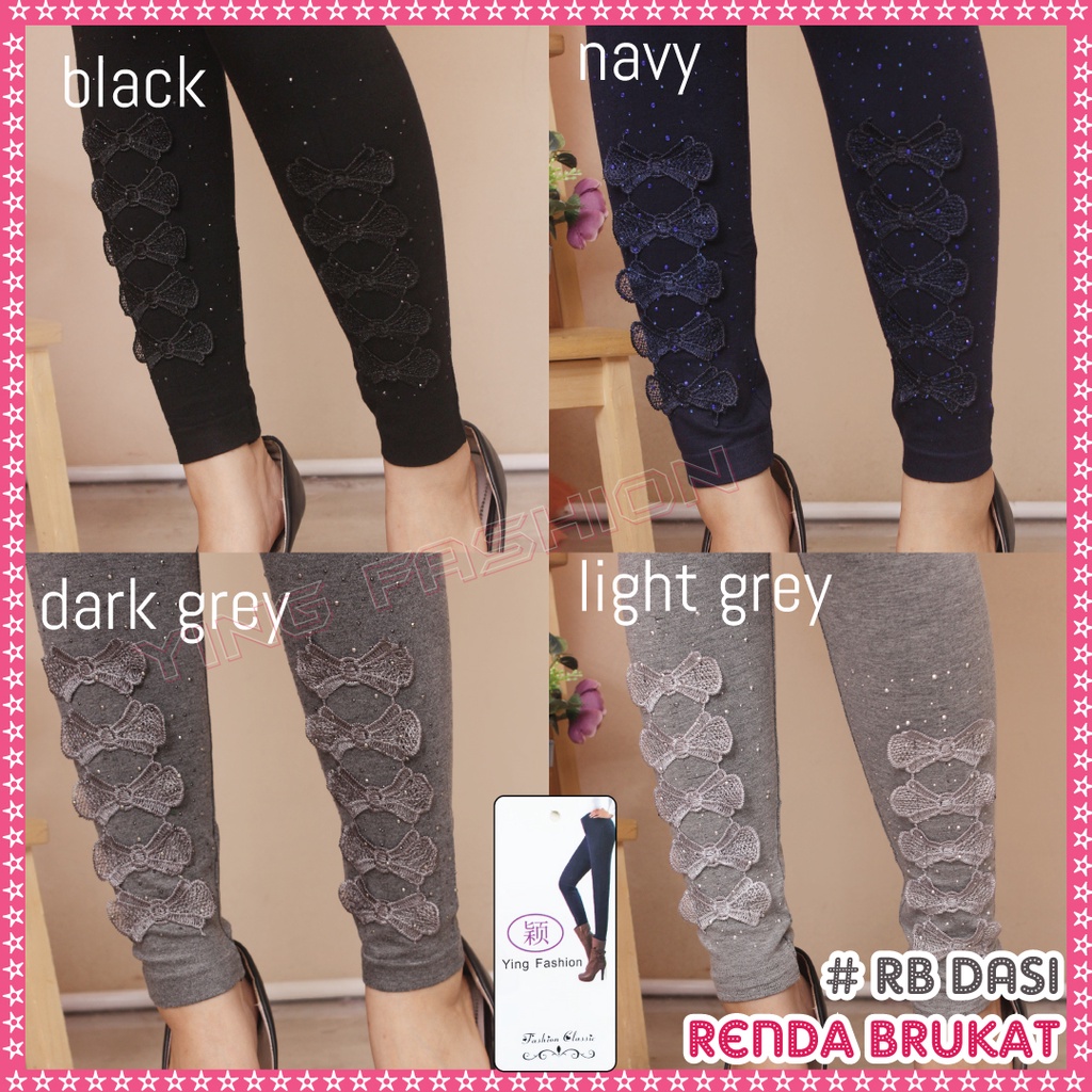 Legging Renda Brukat Mutiara Dasi Kupu Kupu / legging renda mutiara wanita / legging fashion import wanita