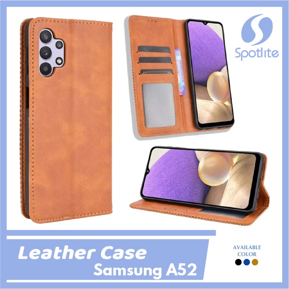 FLIP COVER SAMSUNG A52 LEATHER CASE DOMPET HP KULIT SPOTLITE