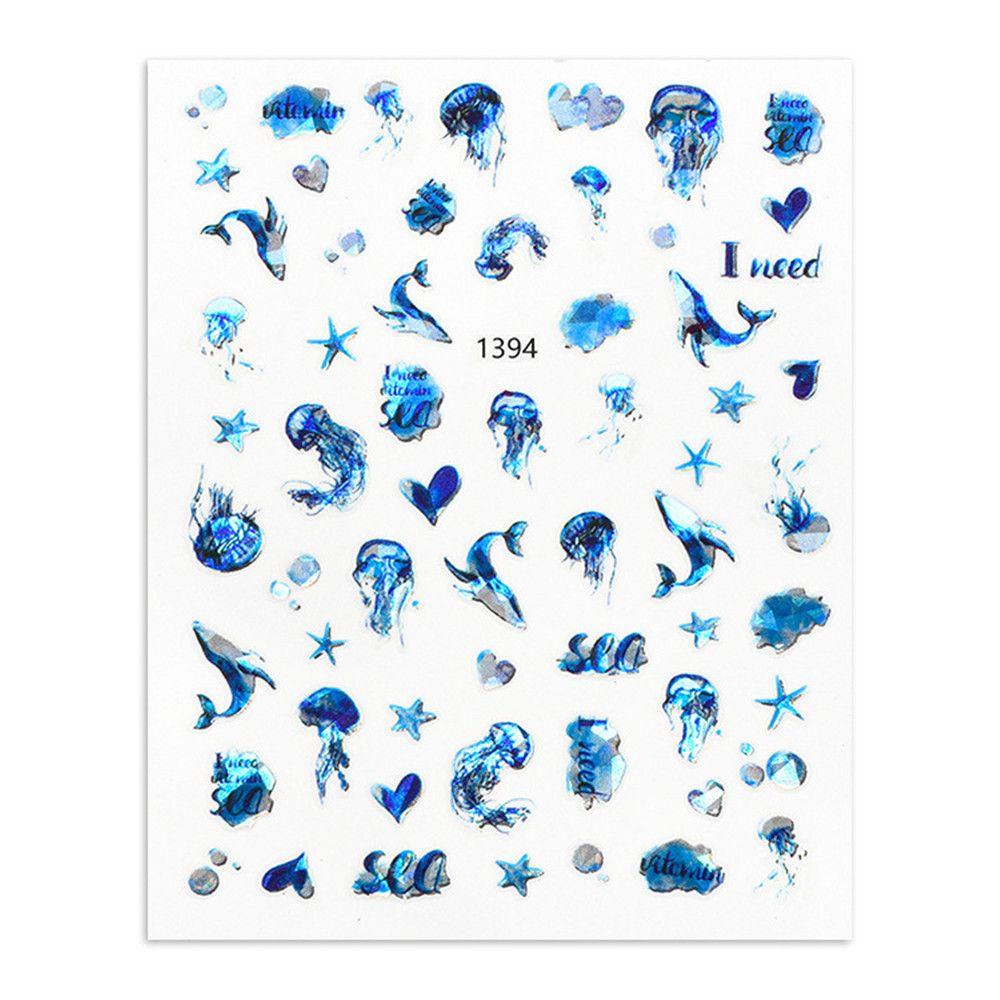 Solighter 1Pc Stiker Kuku Warna-Warni Perekat Stiker Ultra-Tipis Nail Art Dekorasi