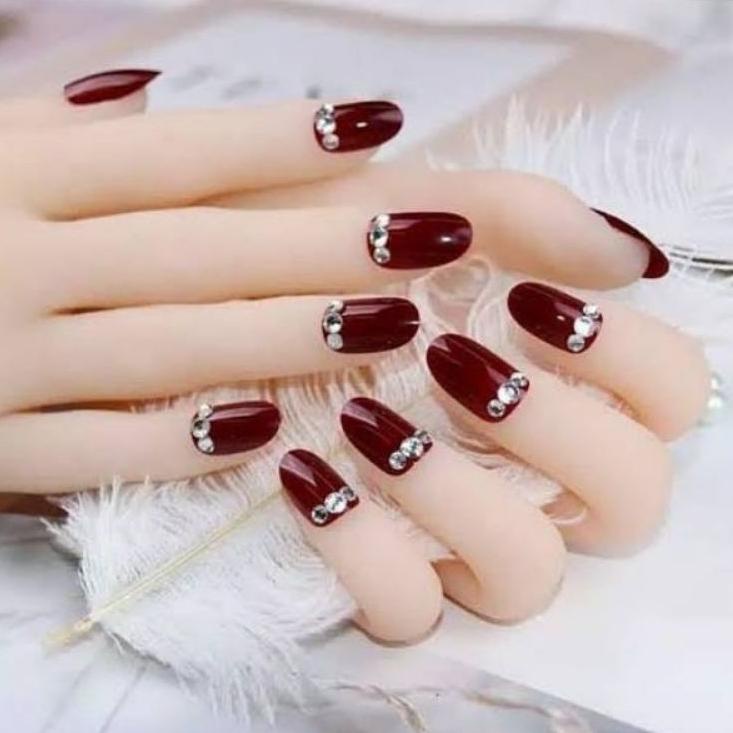 BJM.02Jl22ᴮ– kuku palsu wedding / Kupal wedding 3D / Kuku Palsu Wedding merah maroon