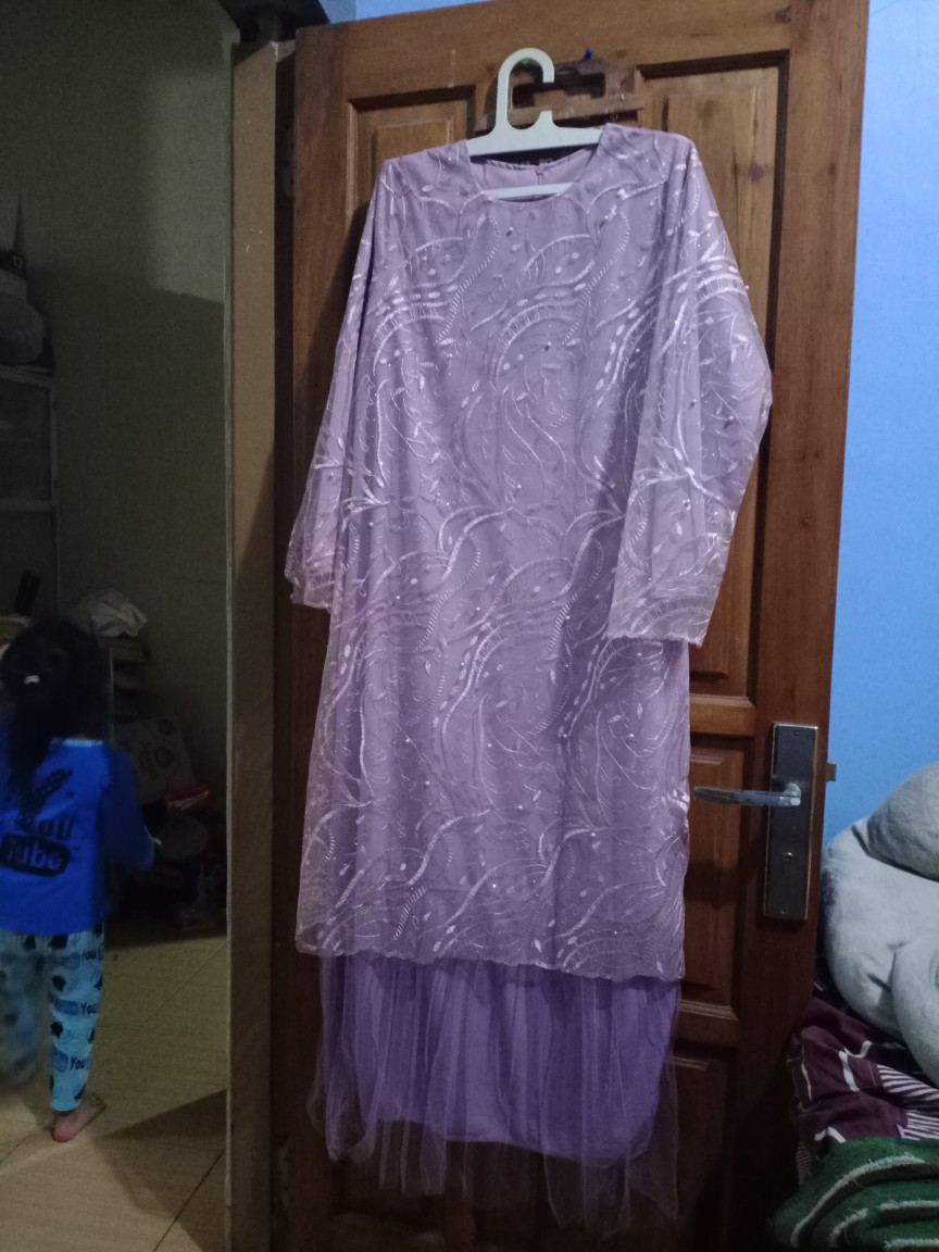 (model Baru) Gamis Geraldine / Bahan Brukat Tile Mutiara/size S-m,l,xl, Xxl/gamis Tile / Gamis Pesta