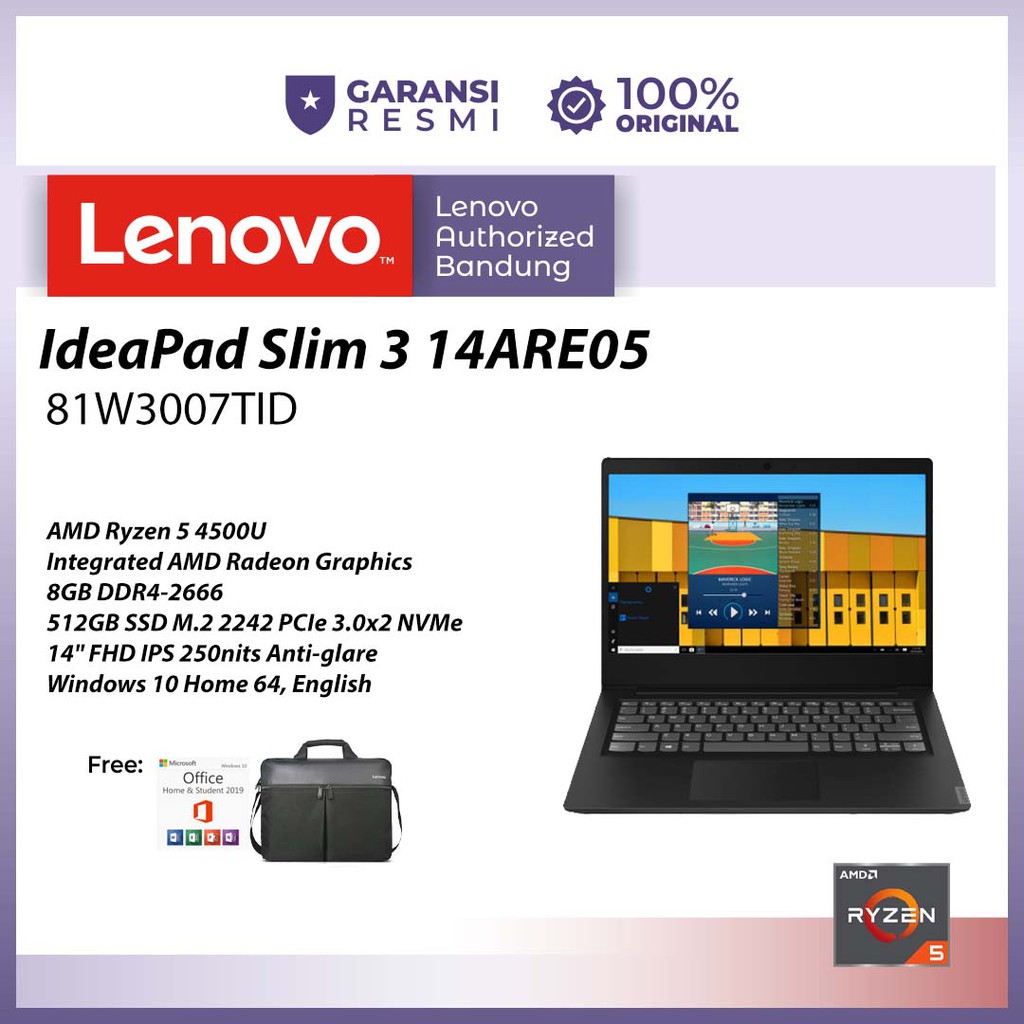 Lenovo Ideapad Slim 3 14ARE05 Ryzen 5 4500U 8GB 512GB Win10+OHS