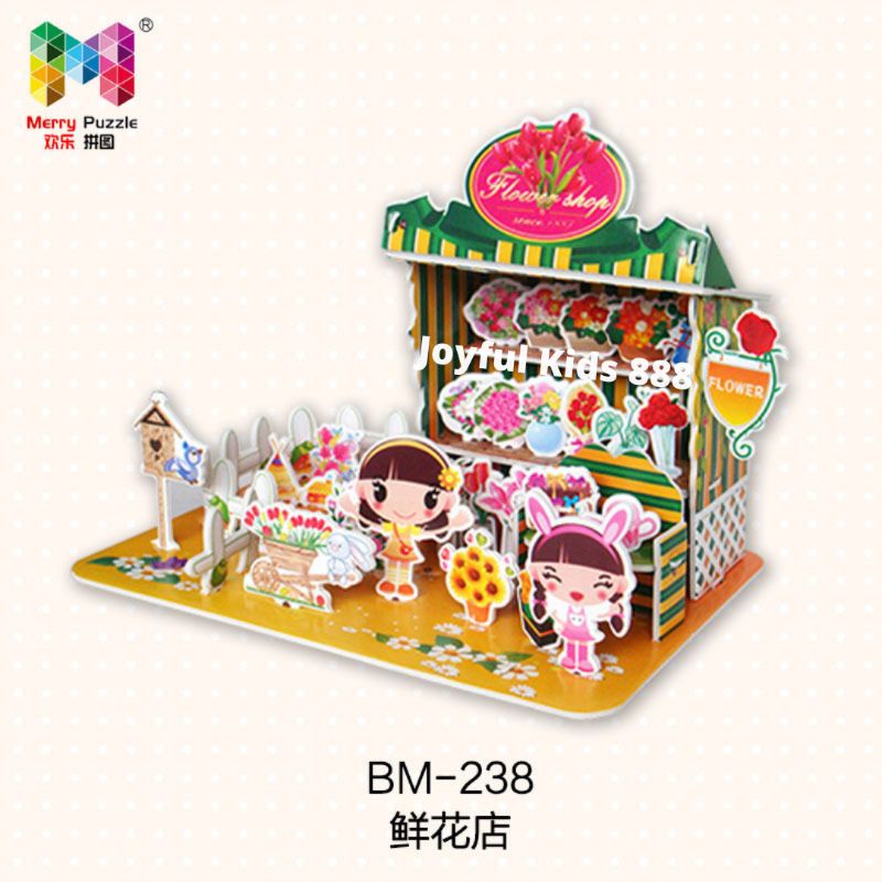 Mainan Edukasi Jigsaw Puzzle 3D Part 9 Seri Miniatur Street Shop &amp; Street Resto