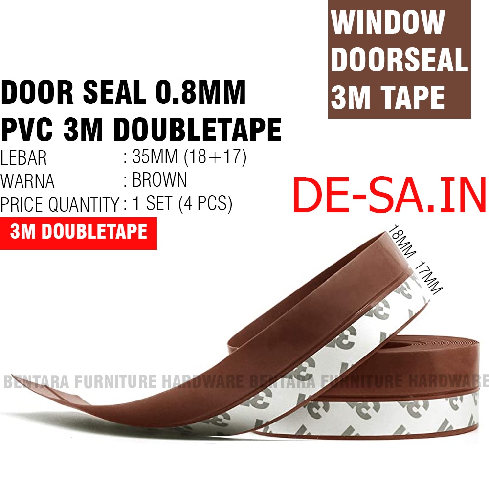 35MM Windor Door Seal Strip PVC 3M Coklat Brown 3M Double Tape Penutup Celah Pintu Jendela