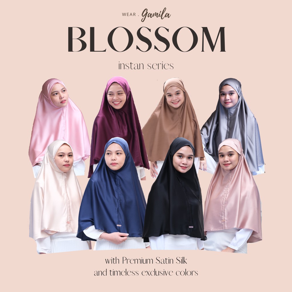 CUCI GUDANG. BLOSSOM SERIES BY GAMILA. BERGO INSTAN SATIN SILK ARMANI PREMIUM
