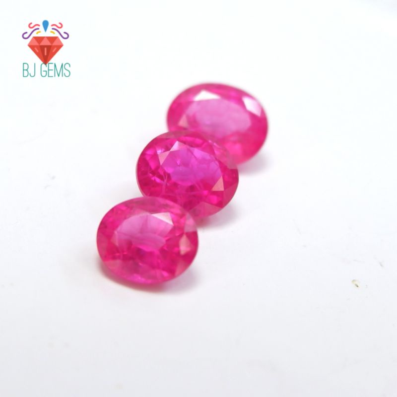 Permata Semu Mulia Ruby Catam Pink Lab Oval Shape