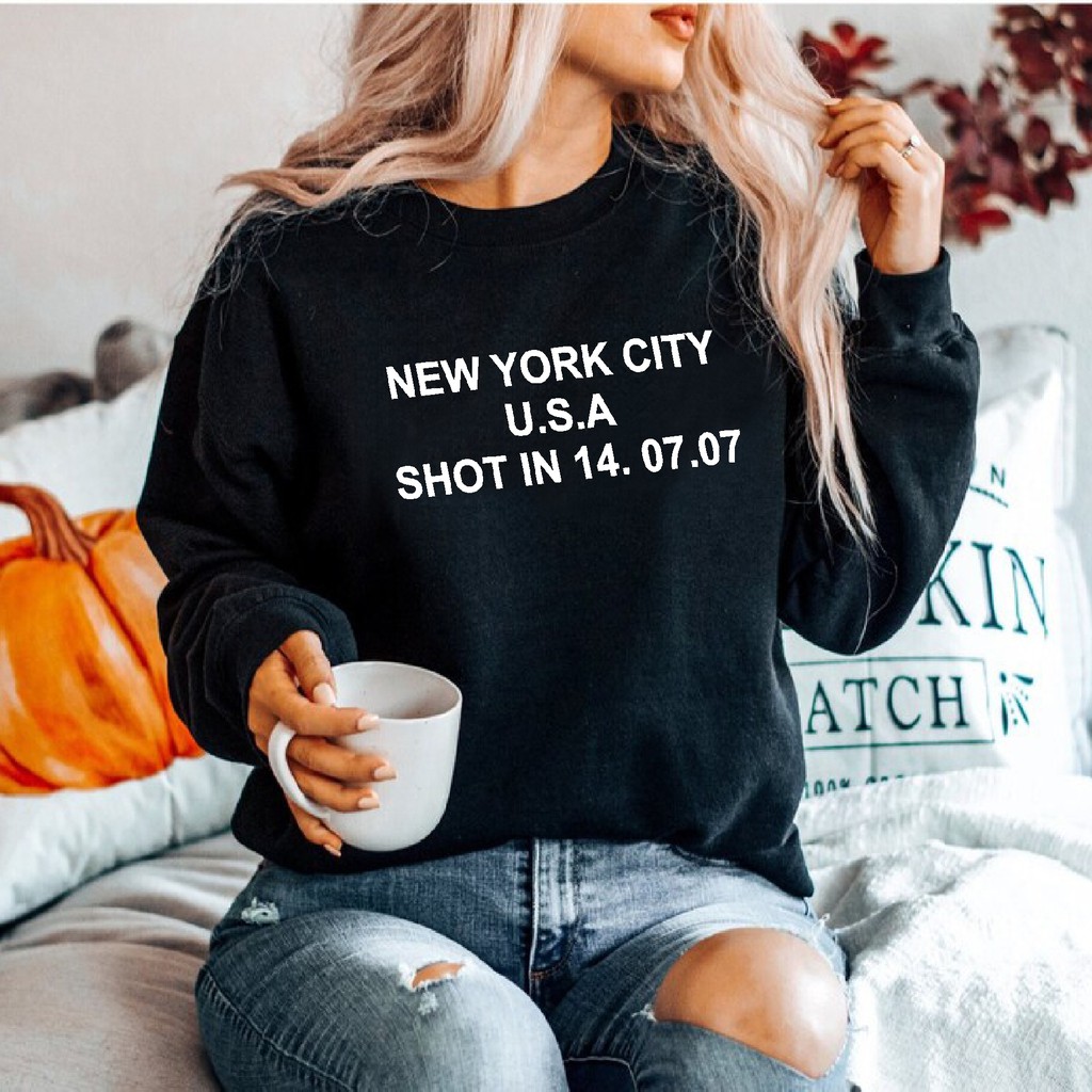 FenishaStore Sweater Basic Wanita NEW YORK CITY USA SHOT IN 14.07.07 Size M-L-XL-XXL Bisa Bayar Ditempat COD