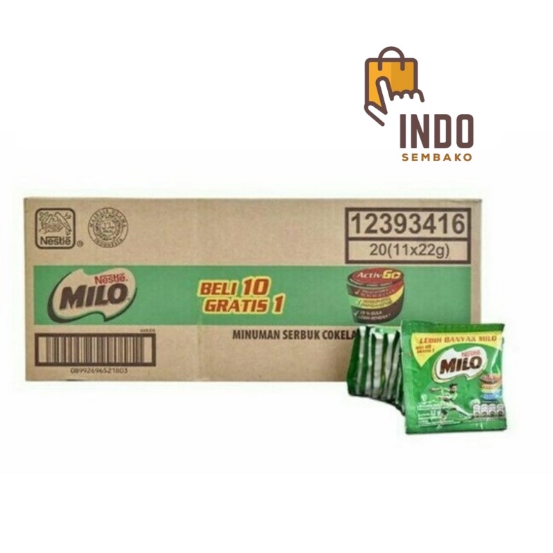 Milo Dus ( 11 x 22g ) 20 renceng / Milo Sachet / Susu Milo / Nestle Milo /