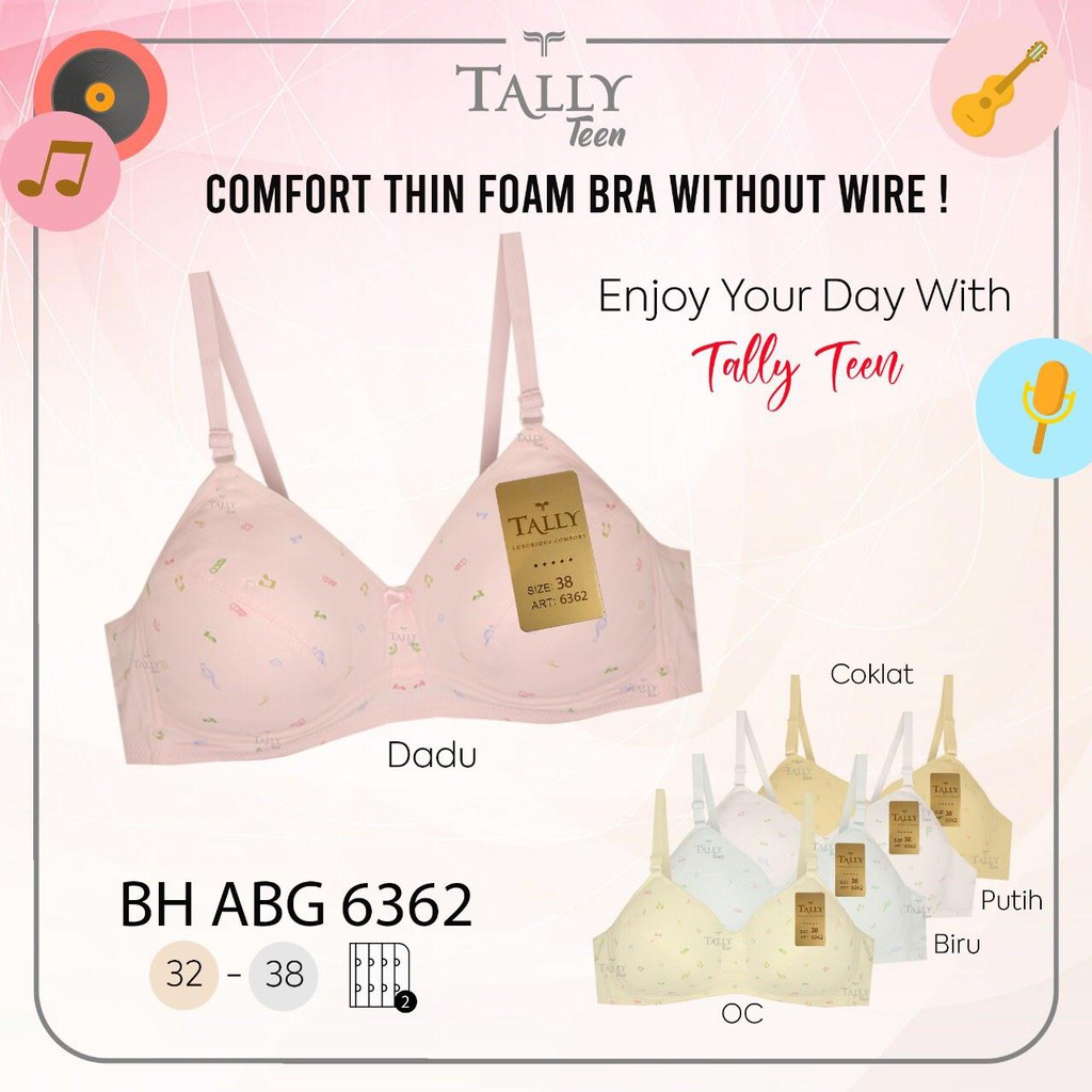 TALLY BRA BH REMAJA ABG 6362 I TANPA KAWAT I TANPA BUSA I SIZE 32-38