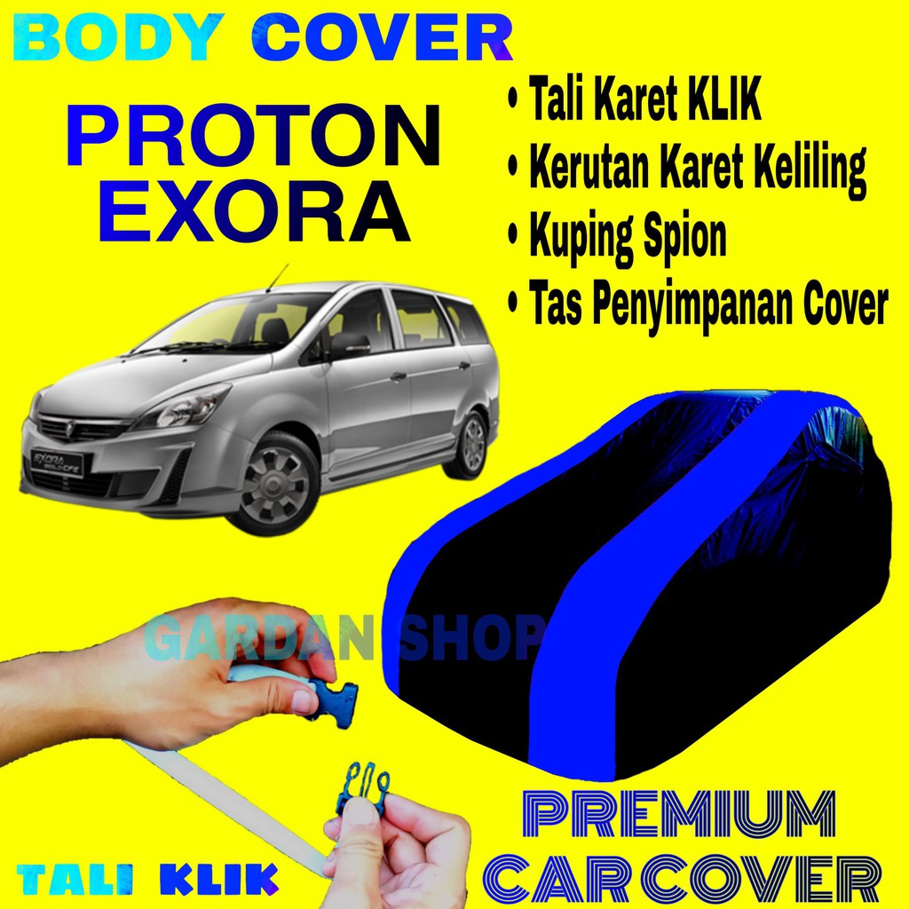 Body Cover PROTON EXORA Sarung Strip BIRU Penutup Pelindung Selimut Bodi Mobil Exora PREMIUM Blue