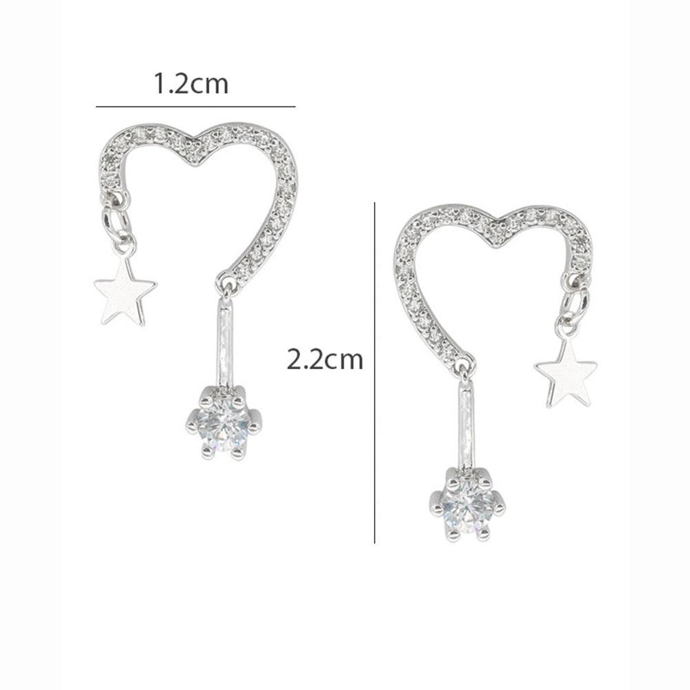 NEEDWAY Needway Stud Earrings Fashion Wanita Cinta Hati Mencegah Alergi Bintang Manis Wanita Hadiah
