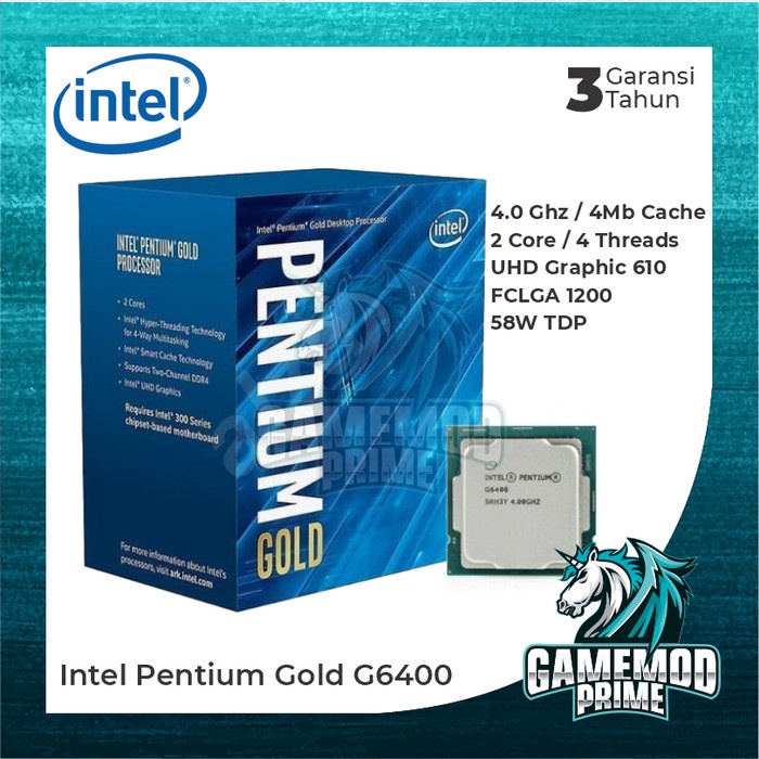 Processor Intel Pentium Dual Core Gold G6400 Box ORI RESMI 10TH GEN