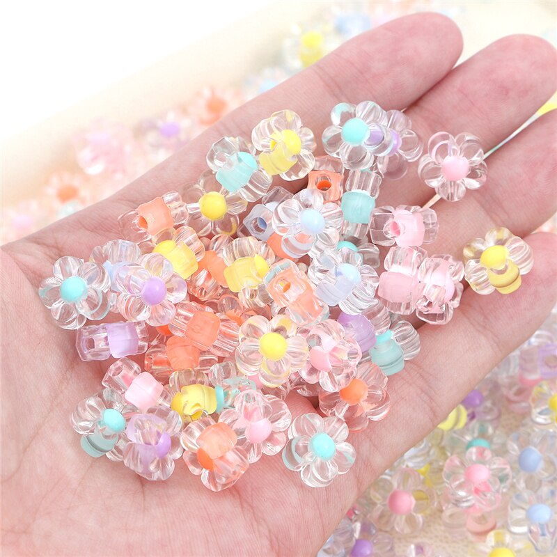 50Pcs 12mm Stars Clear Acrylic Sunflowers Loose Spacer Beads Charms for DIY Jewelry Craft Making Bracelets Handmade Accessories