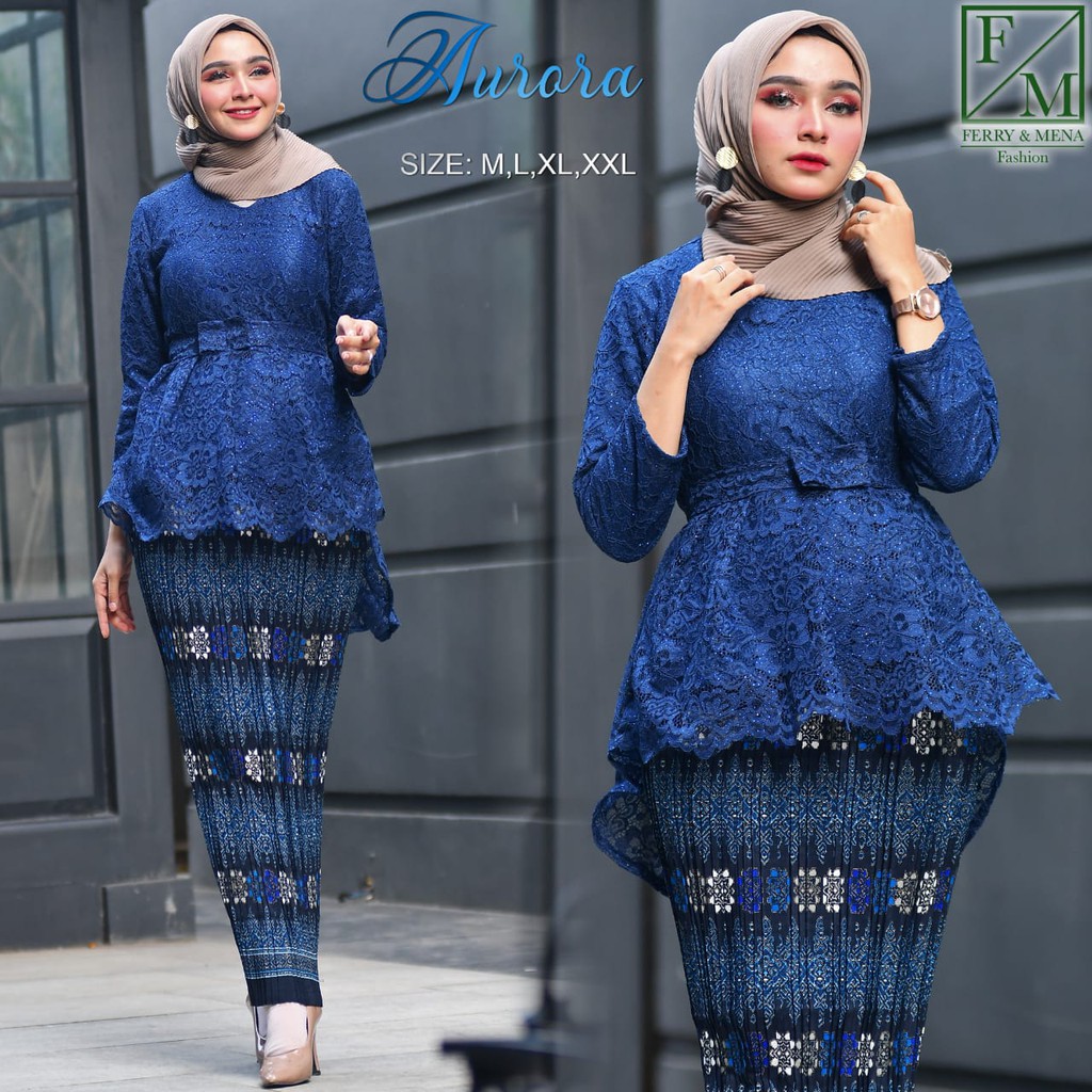 SB Collection Stelan Kebaya Zola Blouse Brukat Pita Dan Rok Plisket Maxi Jumbo Batik Wanita