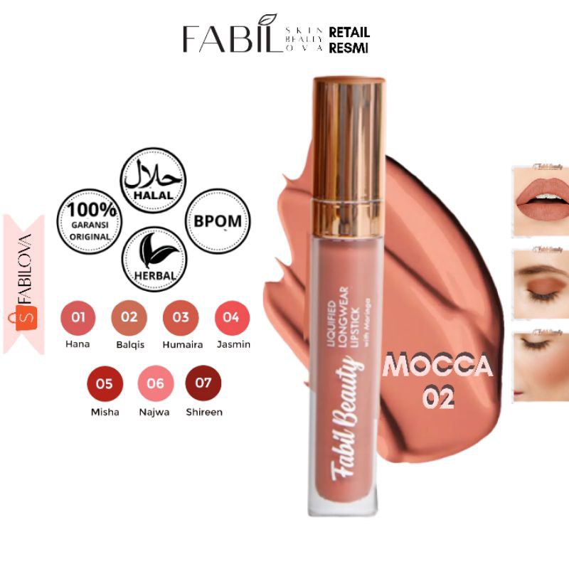 COD SALE! Lip Cream Matte Moringa Fabil Shade 02 Coklat Muda Mocca Bata Lipstik Lipbalm Lipgloss