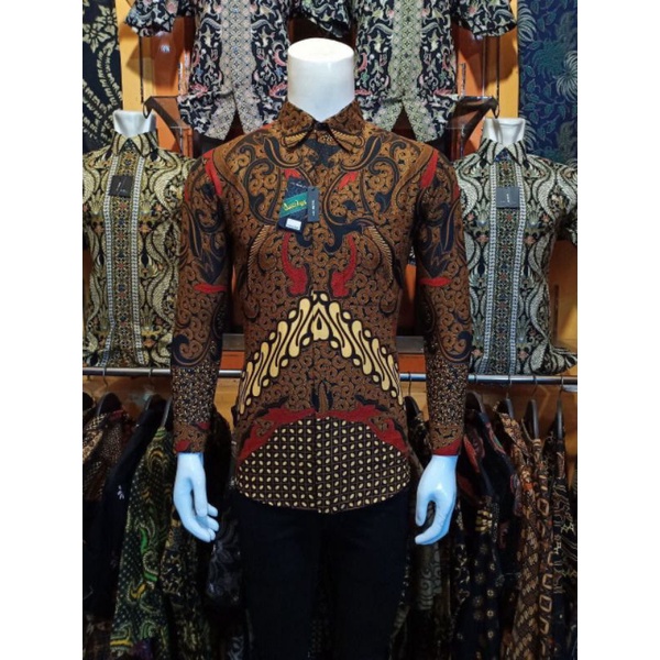 Batik Pria Lengan Panjang Batik Azmil Hrb026 Motif Keratonan Kode 002 Size M L Xl Xxl Reguler